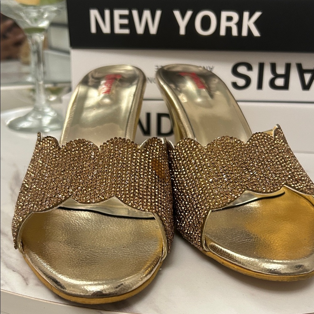 Original Penguin Gold Embellished Mules